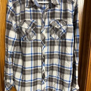 BKE Shirt Mens Large Buckle Button Down Plaid Standard Fit Long Sleeve